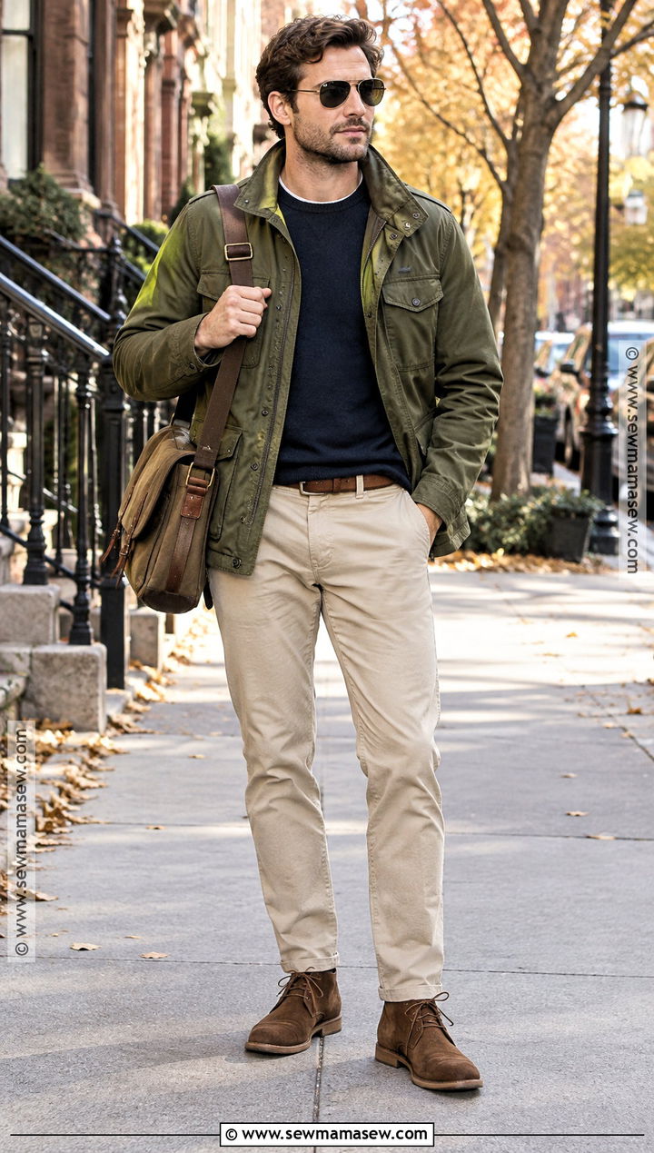 Autumn Field Jacket Outfit With Chinos - 20 Men Autumn Style Ideas