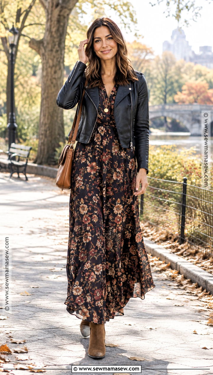 Autumn Floral Maxi Dress Outfit - 20 dresses for autumn