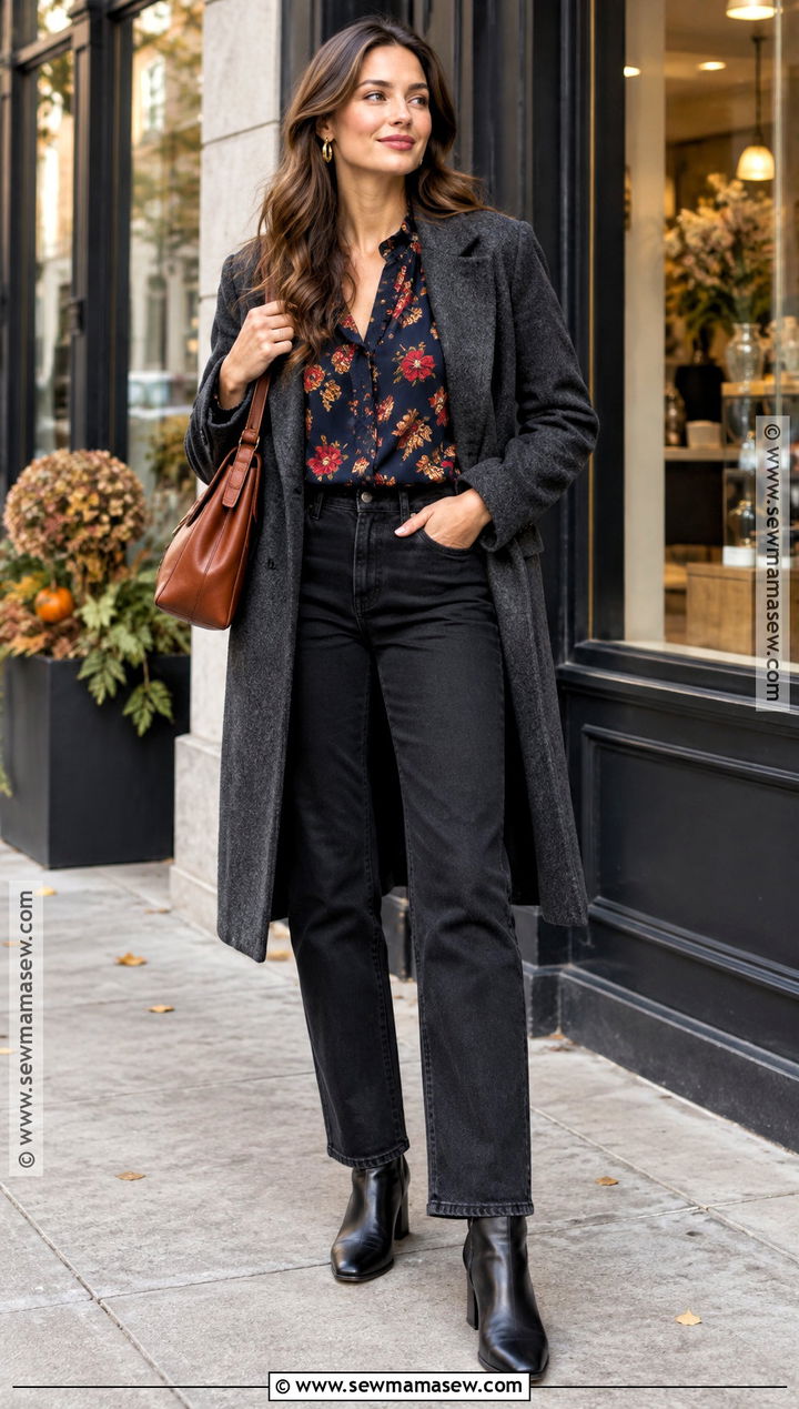 Autumn Flower Top With Black Jeans - 15 Autumn Flower Tops