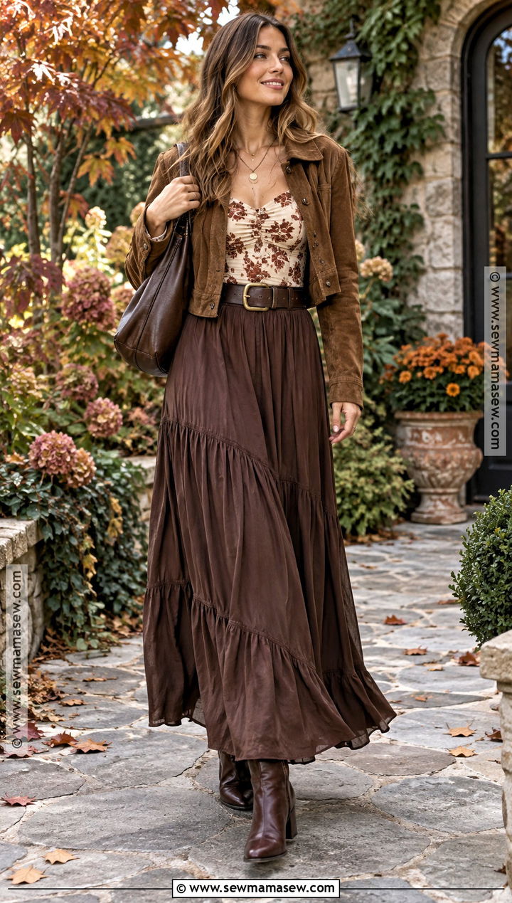 Autumn Flower Top With Maxi Skirt - 15 Autumn Flower Tops