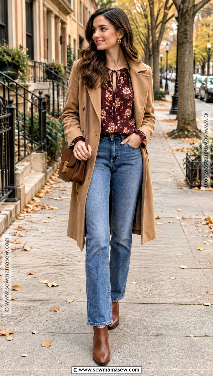 Autumn Flower Top With Straight Leg Jeans - 15 Autumn Flower Tops