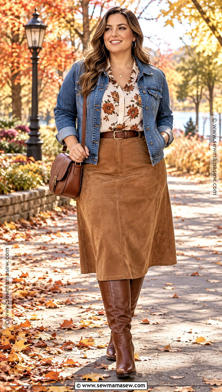 Autumn Flower Top With Suede Skirt - 15 Autumn Flower Tops