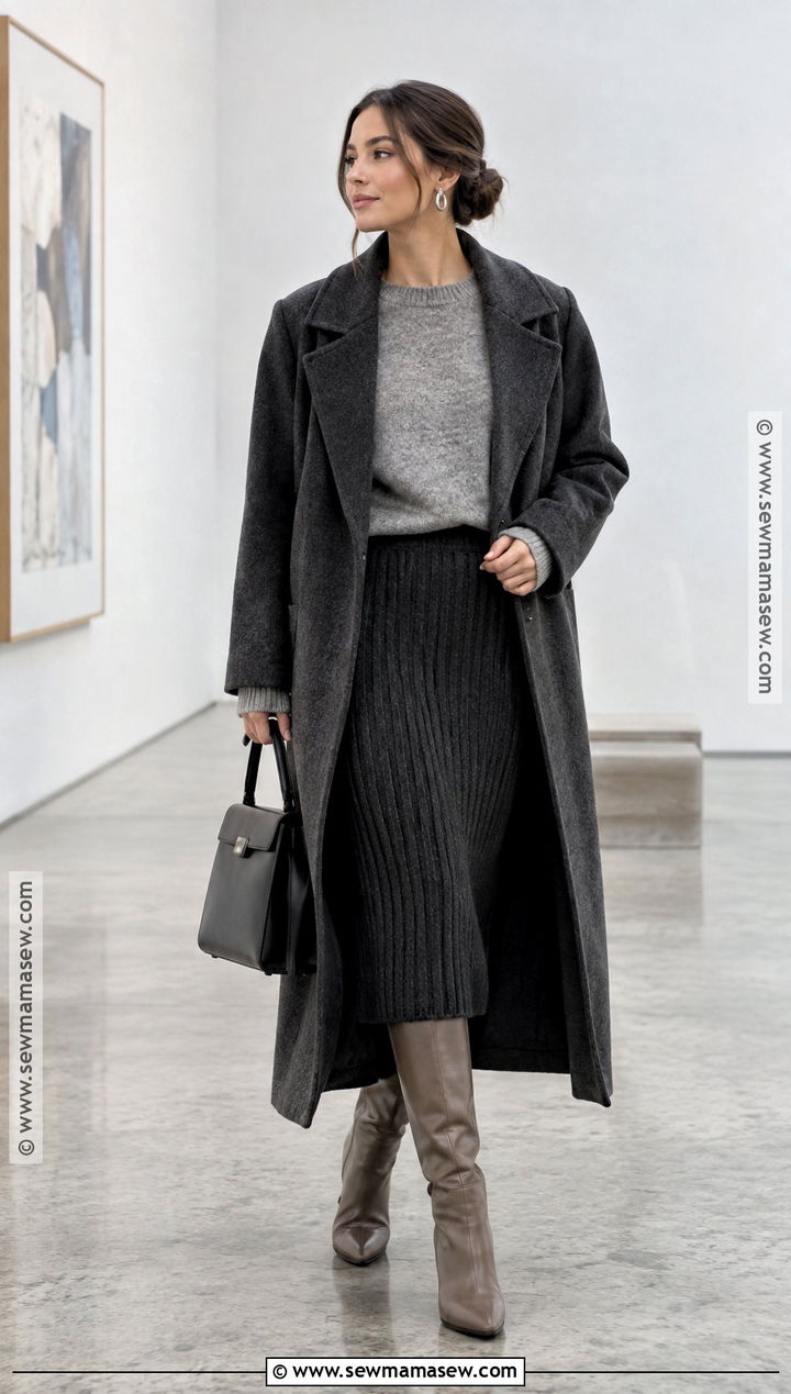 Autumn Gray Sweater And Knit Skirt Outfit - 15 autumn 2026 style ideas