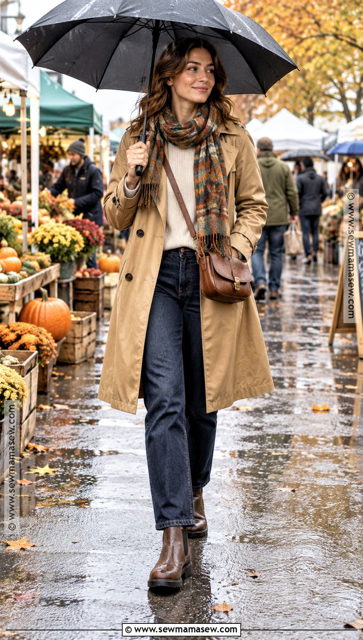 Autumn Harvest Trench Coat And Jeans Outfit - 15 autumn harvest clothing ideas