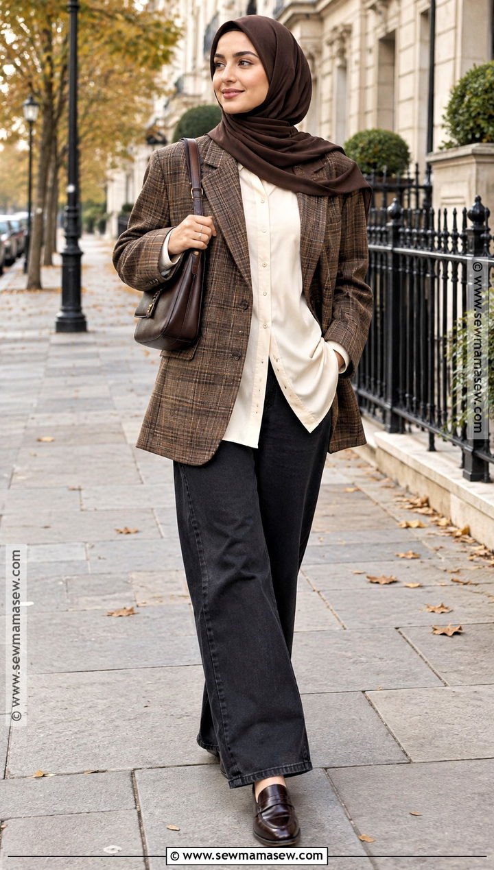Autumn Hijabi Blazer And Jeans Outfit - 25 autumn hijabi outfits