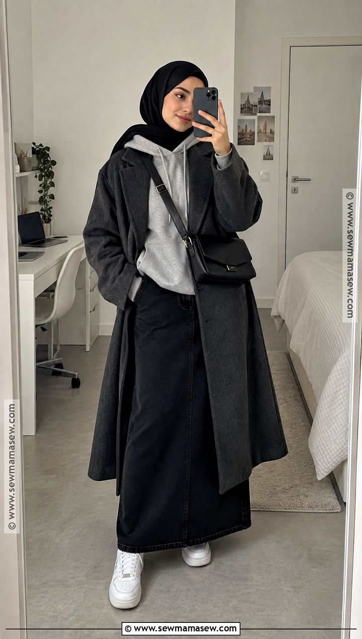 Autumn Hijabi Hoodie And Maxi Skirt Outfit - 25 autumn hijabi outfits
