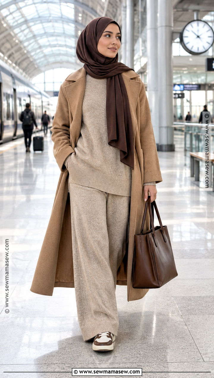 Autumn Hijabi Matching Knit Set Outfit - 25 autumn hijabi outfits
