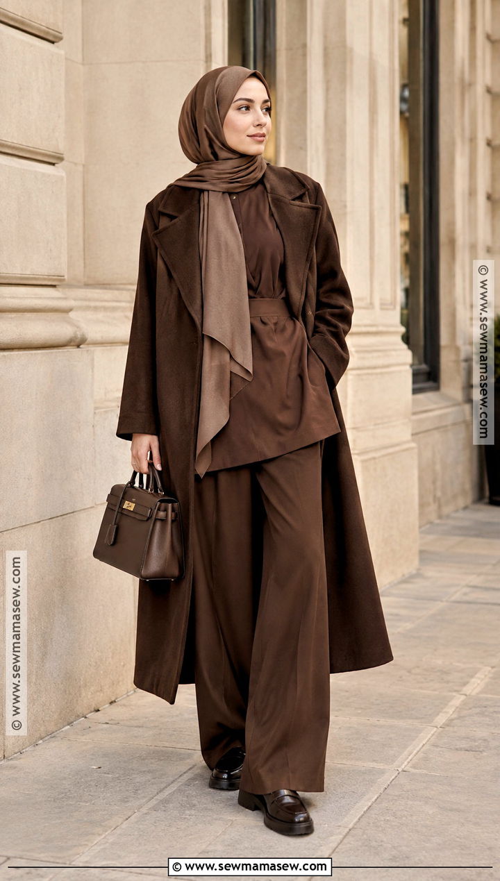 Autumn Hijabi Monochrome Brown Outfit - 25 autumn hijabi outfits