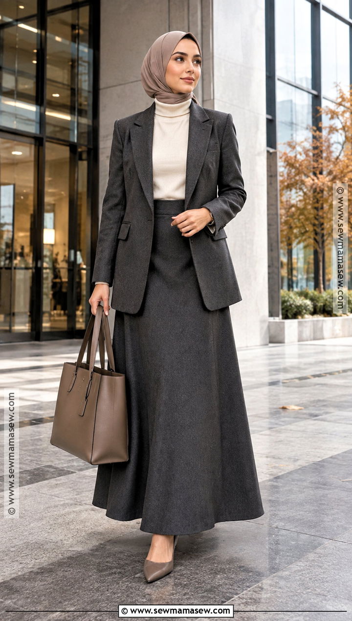 Autumn Hijabi Skirt Suit Outfit - 25 autumn hijabi outfits