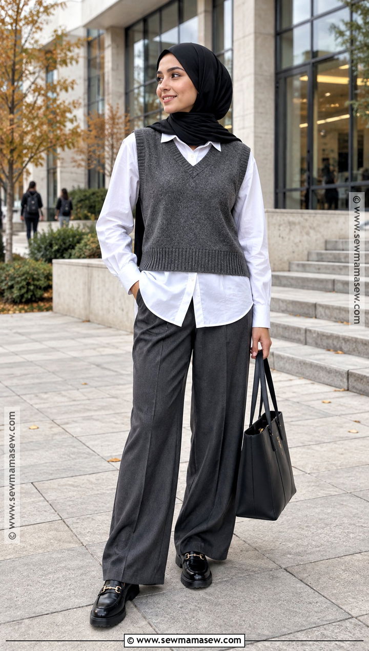 Autumn Hijabi Wide Leg Trousers Outfit - 25 autumn hijabi outfits