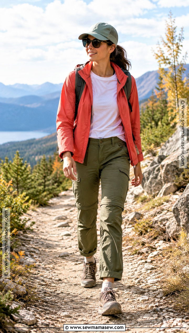 Autumn Hiking Outfit With Convertible Pants And Windbreaker - 25 autumn hiking outfit ideas