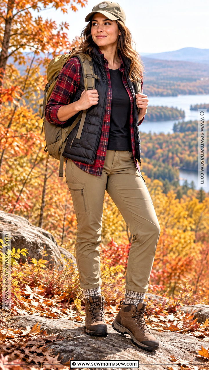 Autumn Hiking Outfit With Flannel Shirt And Trail Pants - 25 autumn hiking outfit ideas
