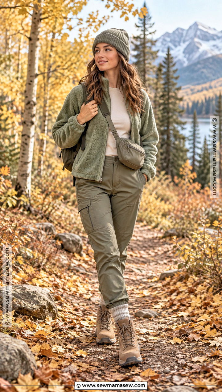 Autumn Hiking Outfit With Matching Fleece Set - 25 autumn hiking outfit ideas