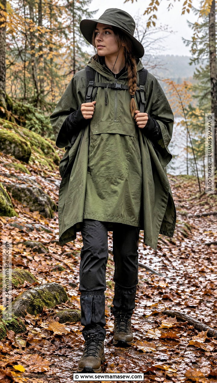 Autumn Hiking Outfit With Poncho And Waterproof Boots - 25 autumn hiking outfit ideas