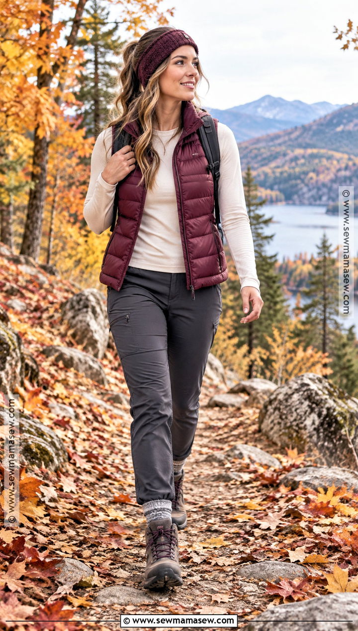 Autumn Hiking Outfit With Puffer Vest And Hiking Pants - 25 autumn hiking outfit ideas