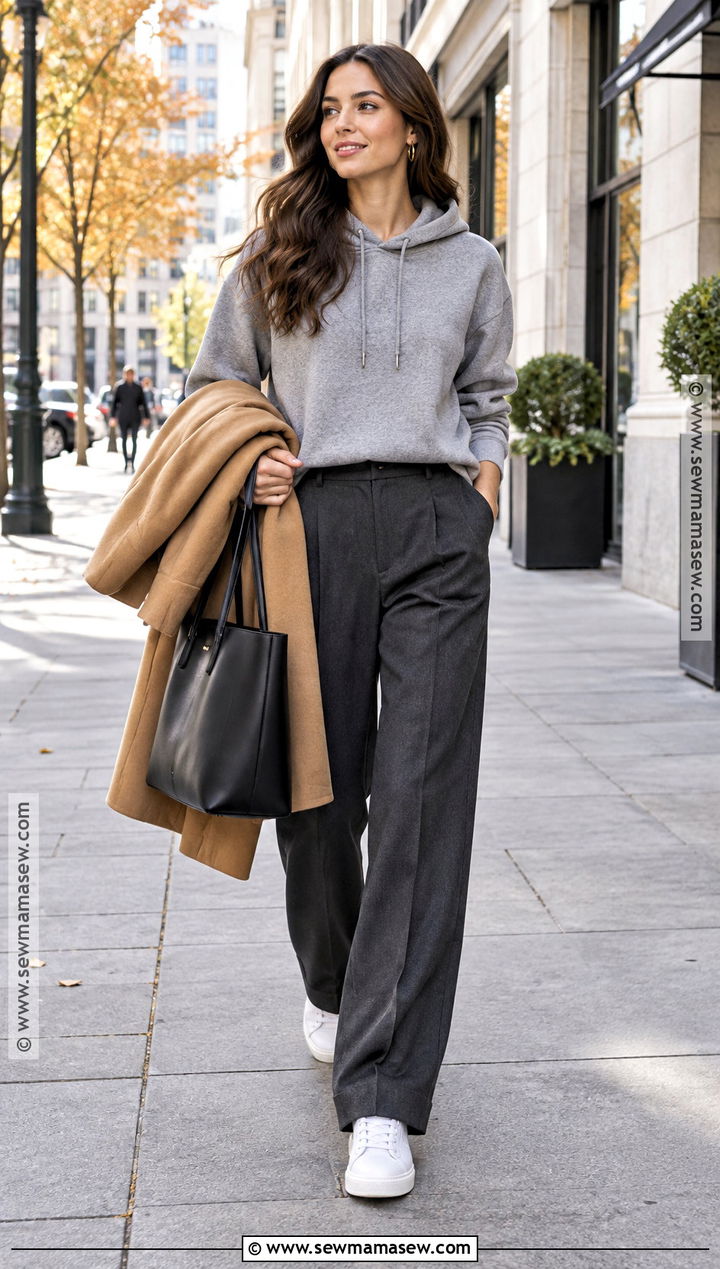 Autumn Hoodie And Tailored Trousers Outfit - 25 autumn casual outfits for women