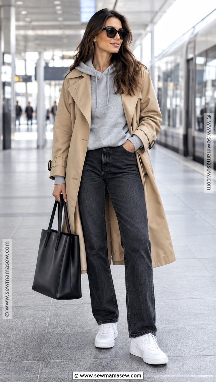 Autumn Hoodie And Trench Coat Outfit - 20 Cute Outfits For Autumn