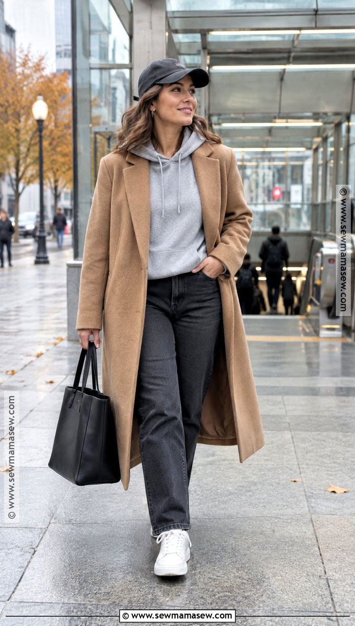 Autumn Hoodie And Wool Coat Outfit - 25 autumn inspo outfit ideas
