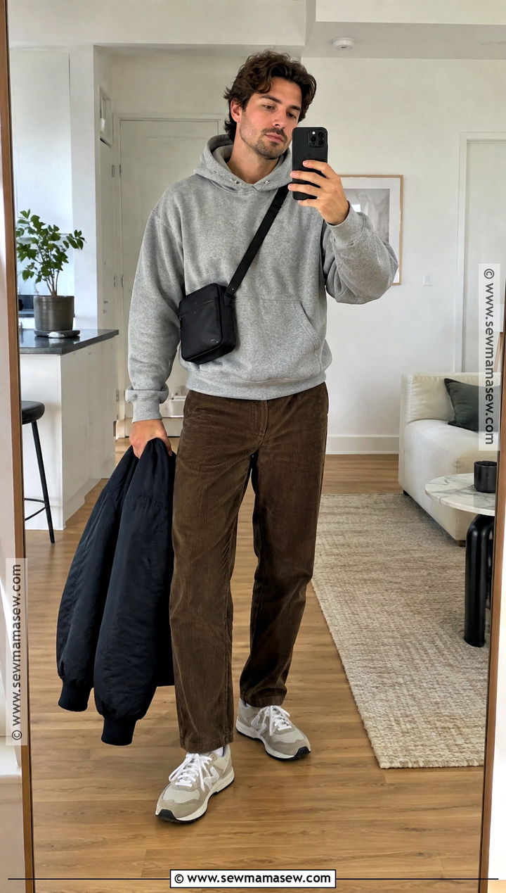 Autumn Hoodie With Corduroy Pants Outfit - 15 Men Outfit Autumn Casual Ideas