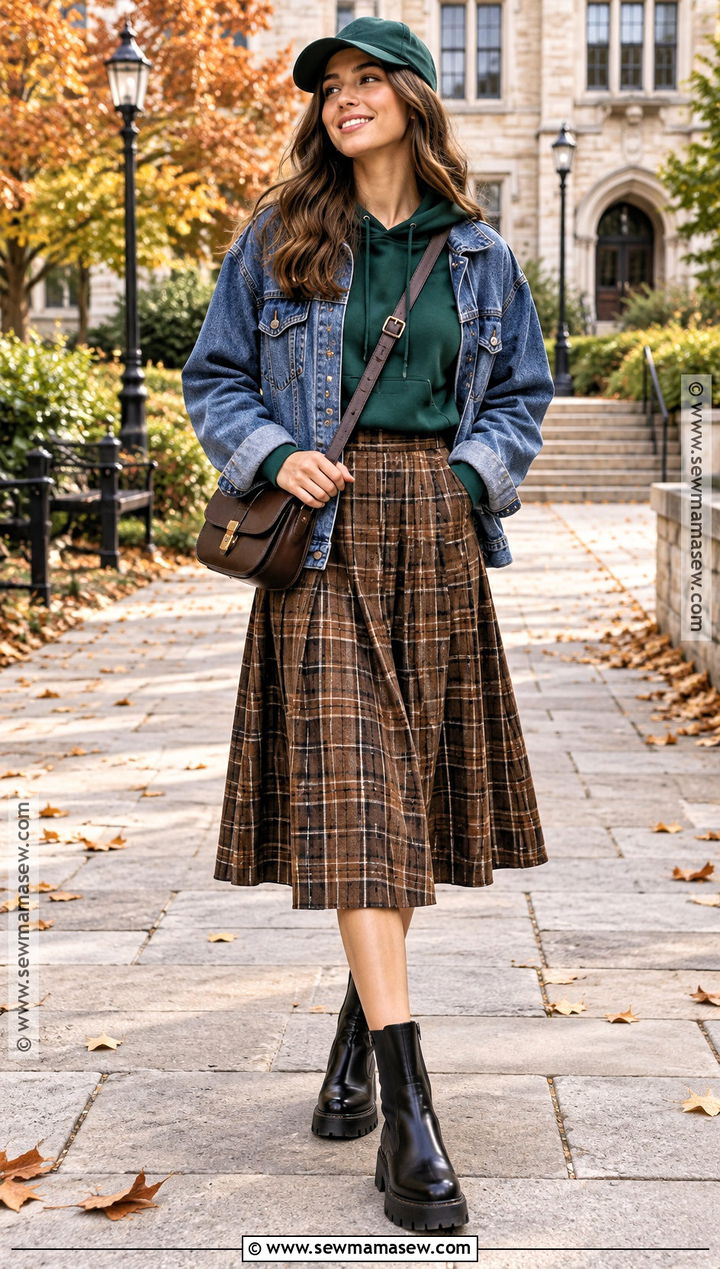Autumn Hoodie and Pleated Skirt Outfit - 15 Autumn Themed Clothes