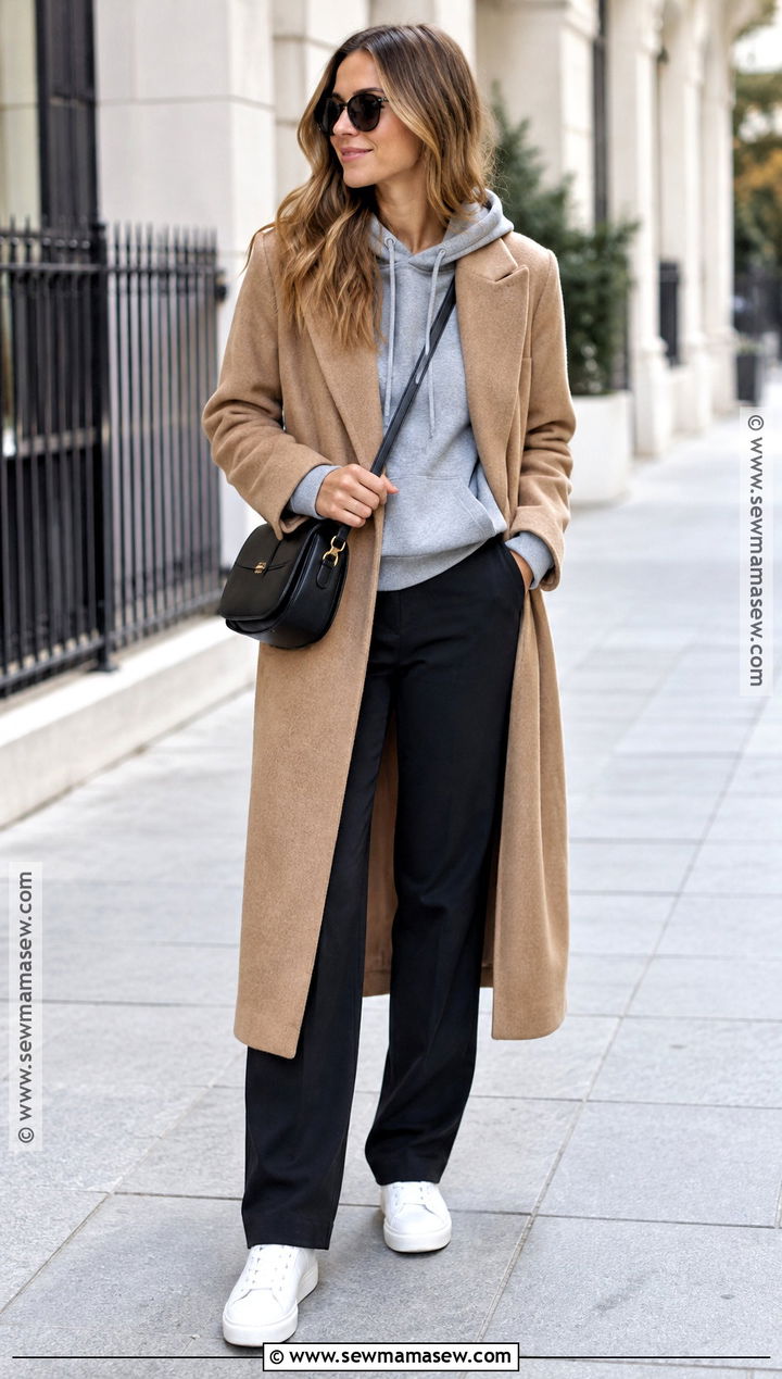 Autumn Hoodie and Wool Coat Outfit - 25 outfit ideas for autumn