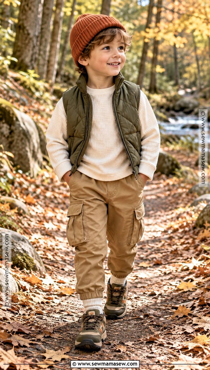 Autumn Kids Quilted Vest And Cargo Pants Set - 15 autumn kids fashion set ideas