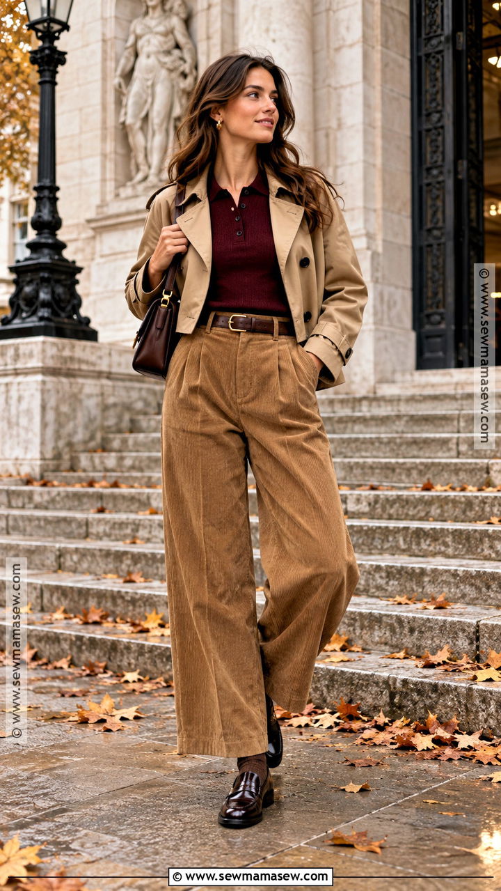 Autumn Knit Polo Corduroy Trousers And Loafers Outfit - 20 autumn weekend outfit ideas