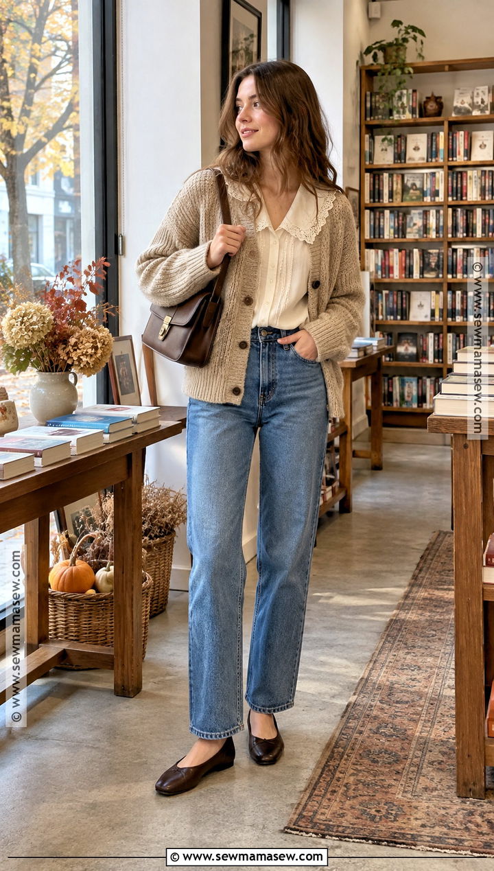 Autumn Lace Blouse And Cardigan Outfit - 25 autumn style inspiration ideas