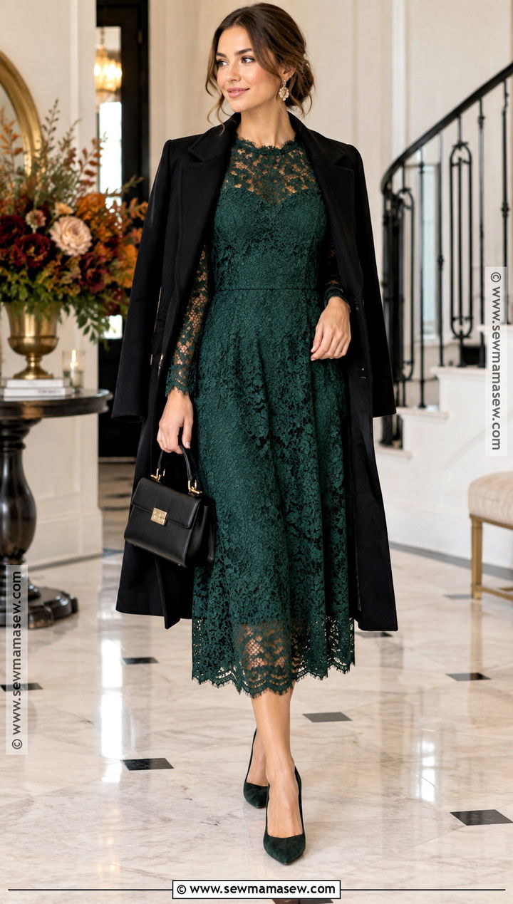 Autumn Lace Midi Dress Outfit - 20 dresses for autumn