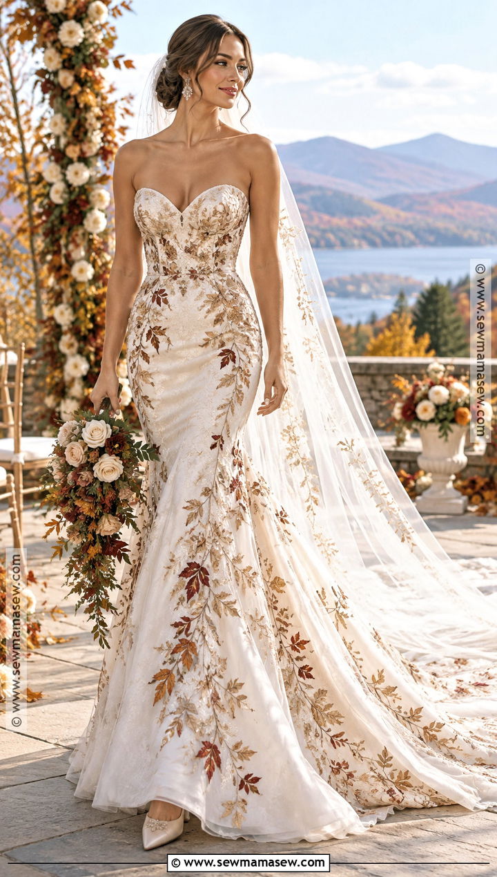 Autumn Leaf Mermaid Wedding Dress - 15 Autumn Leaf Wedding Dress Ideas