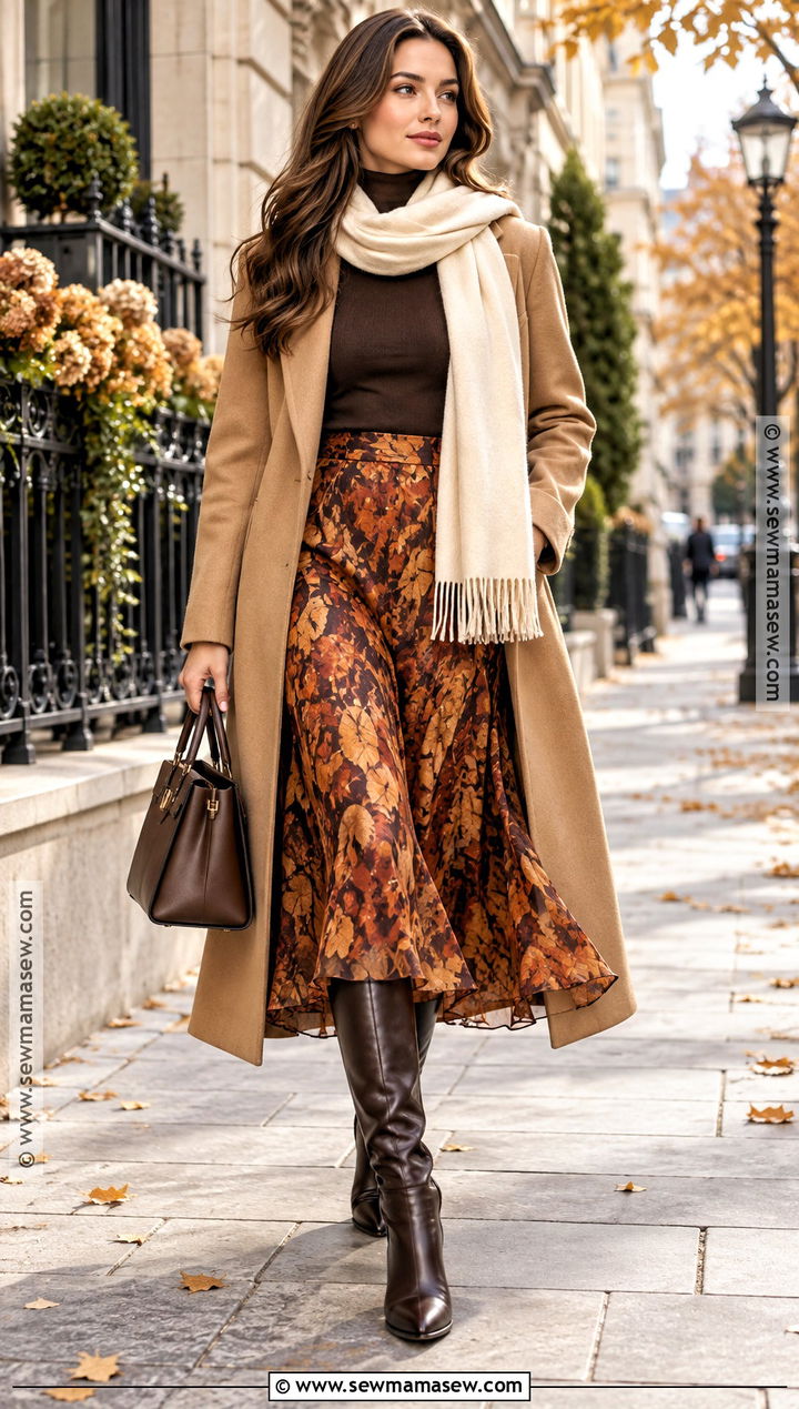Autumn Leaf Skirt With Camel Coat - 15 Autumn Leaf Skirt Ideas