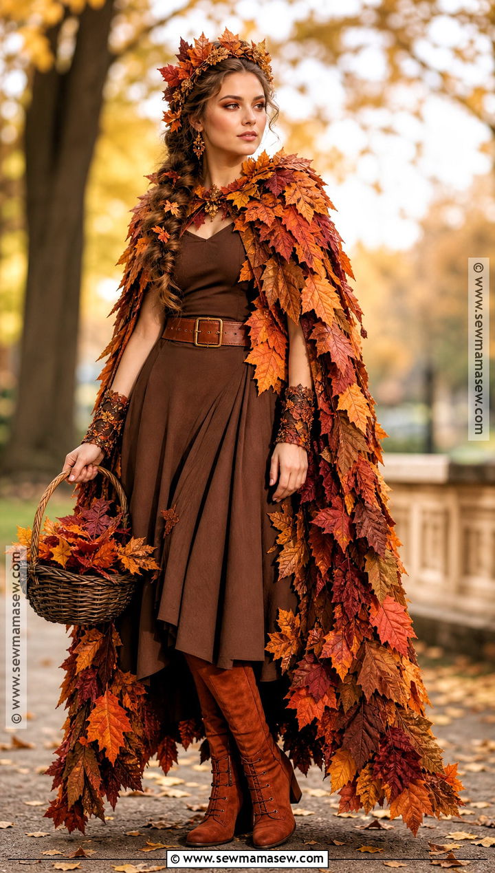 Autumn Leaves Costume With Orange Cape - 30 Nature Costume Ideas