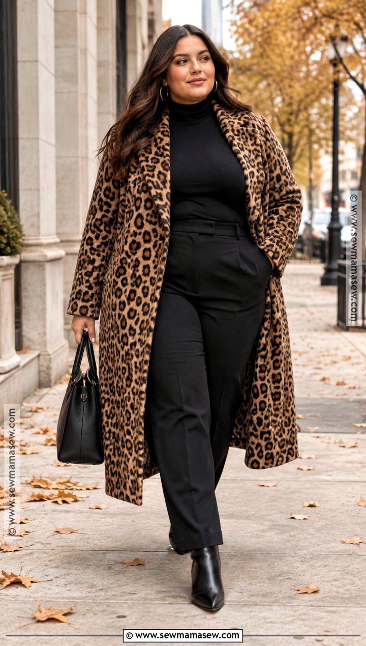 Autumn Leopard Coat And Black Basics Outfit - 15 Street Style Autumn Ideas 2026