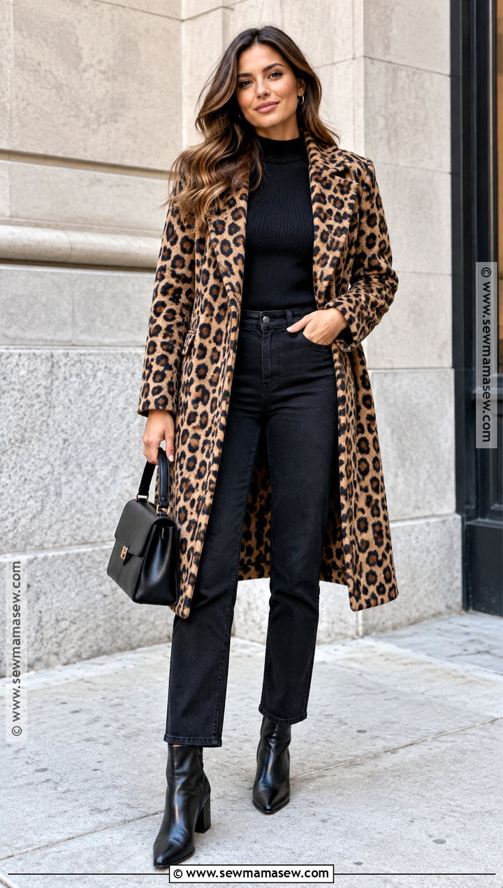 Autumn Leopard Coat And Black Jeans Outfit - 15 Fashion Inspo 2026 Autumn Ideas