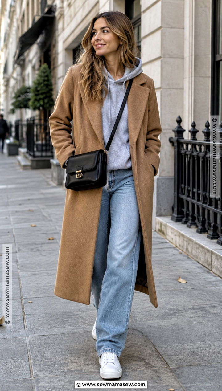 Autumn Long Coat And Hoodie Outfit - 15 autumn style ideas