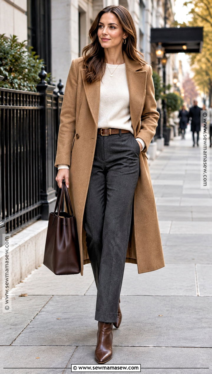 Autumn Long Coat And Straight Leg Trousers Outfit - 25 ootd autumn ideas