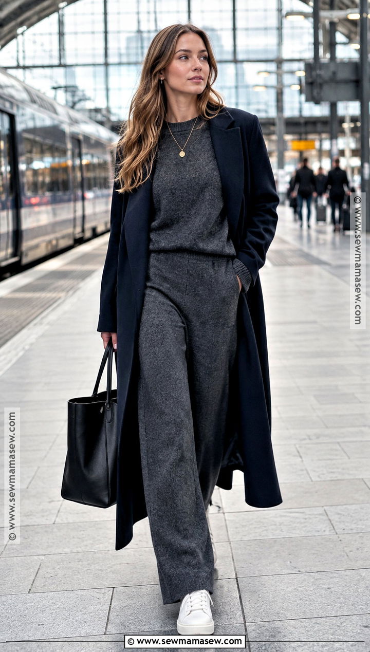 Autumn Matching Knit Set And Long Coat Outfit - 25 autumn style outfits