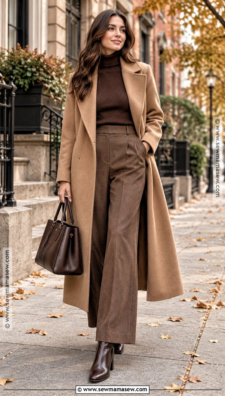 Autumn Monochrome Brown Outfit - 25 autumn capsule wardrobe ideas 2026