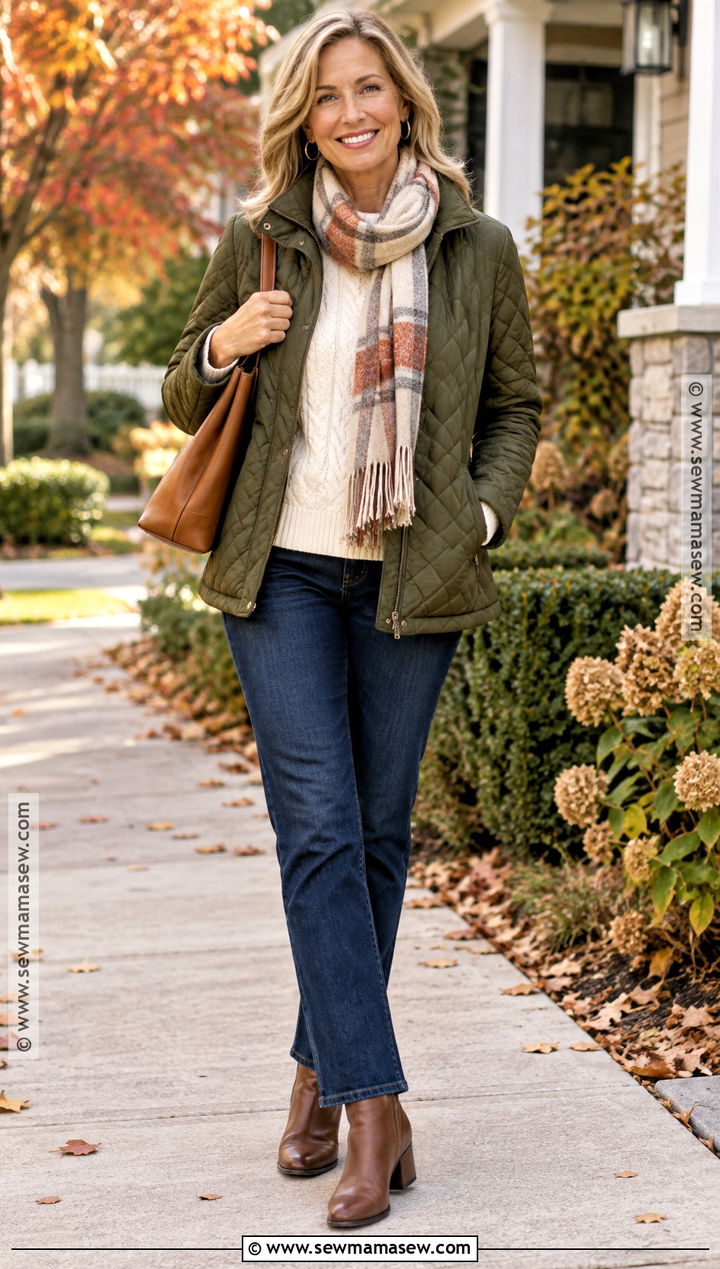 Autumn Olive Jacket And Ivory Knit Outfit - 25 autumn clothes