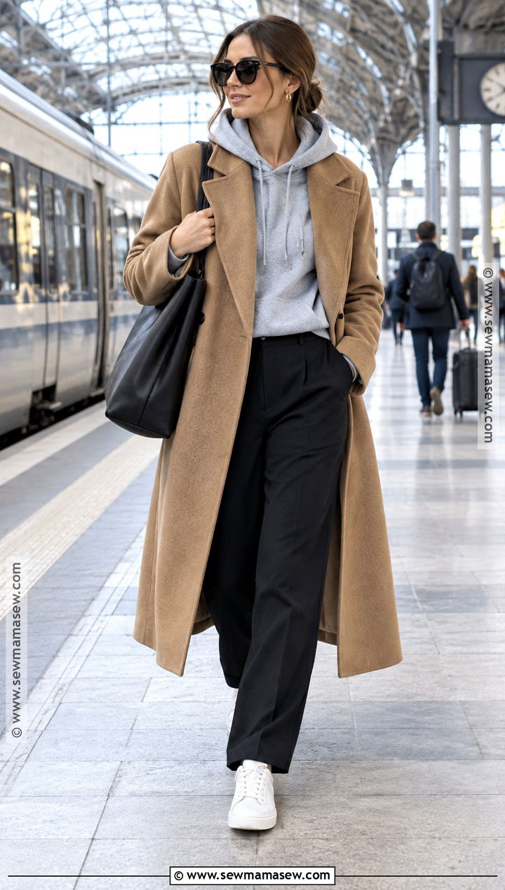 Autumn Outfit With Hoodie And Wool Coat - 20 women autumn outfits