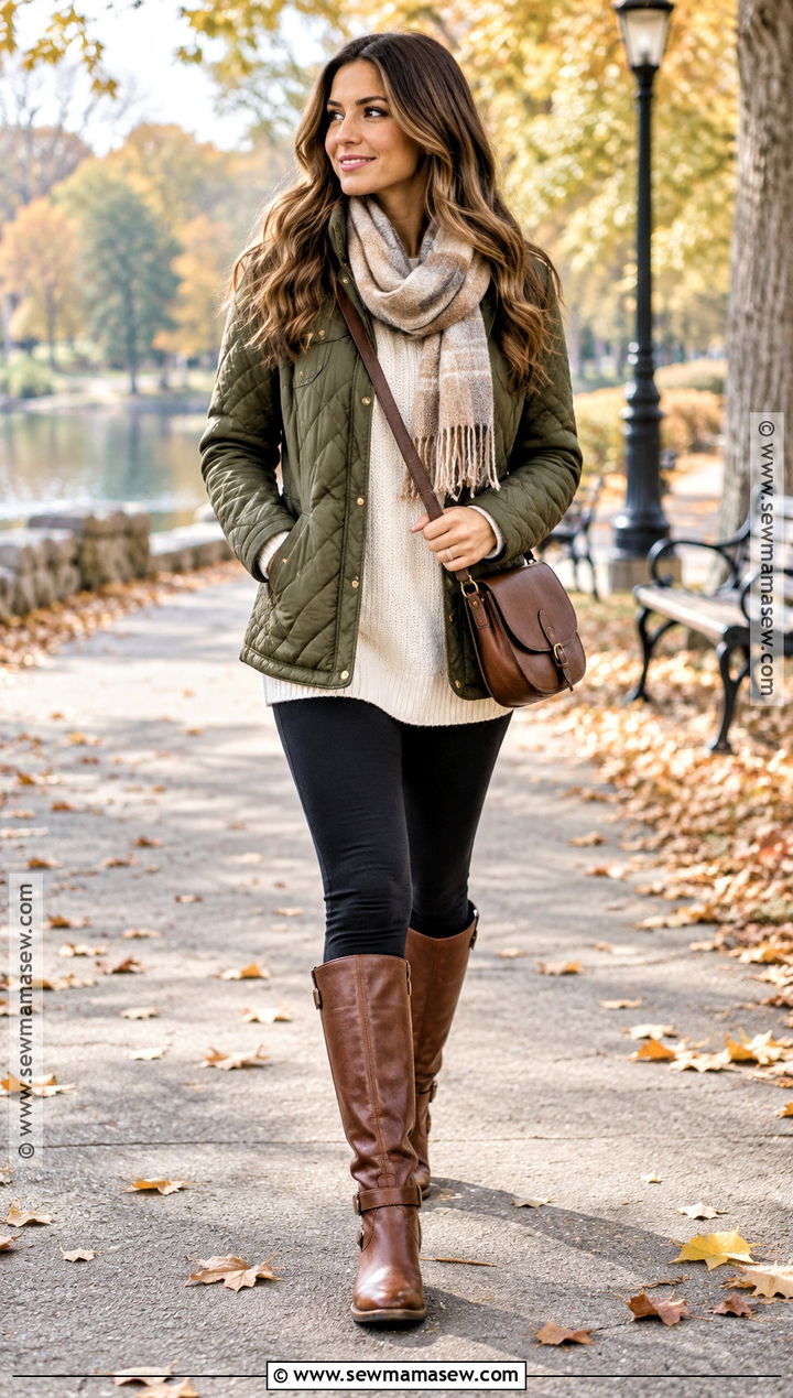 Autumn Outfit With Quilted Jacket And Leggings - 20 women autumn outfits