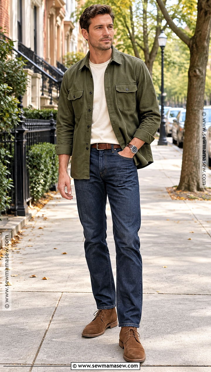 Autumn Overshirt Outfit With Jeans - 20 Men Autumn Style Ideas
