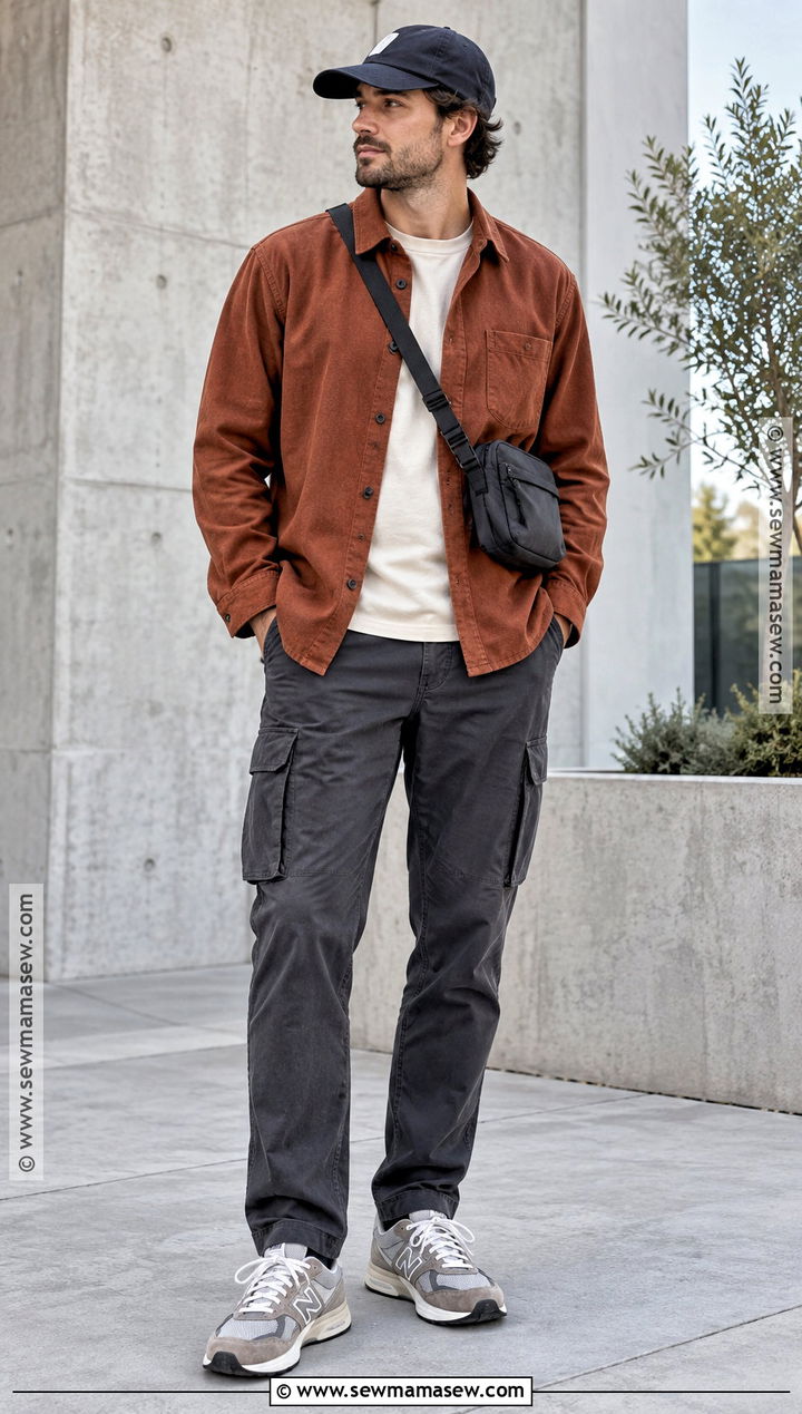 Autumn Overshirt With Cargo Pants Outfit - 15 Men Outfit Autumn Casual Ideas