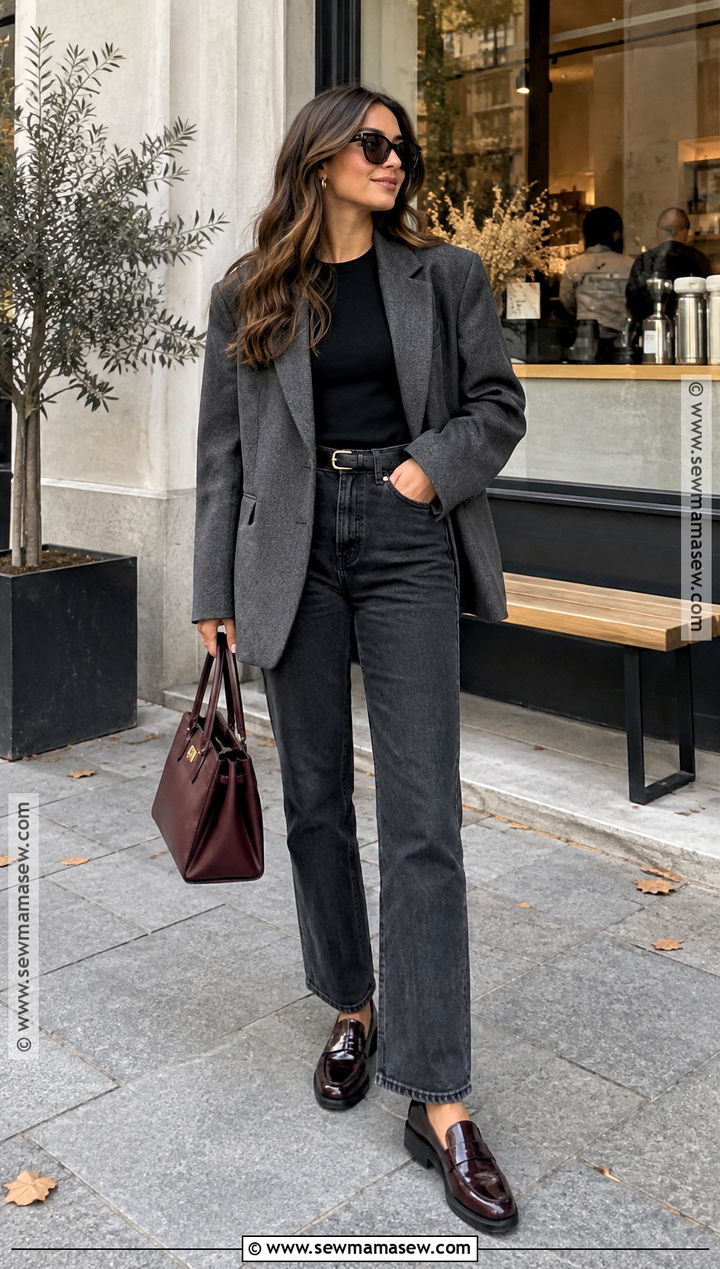 Autumn Oversized Blazer And Jeans Outfit - 25 autumn clothes