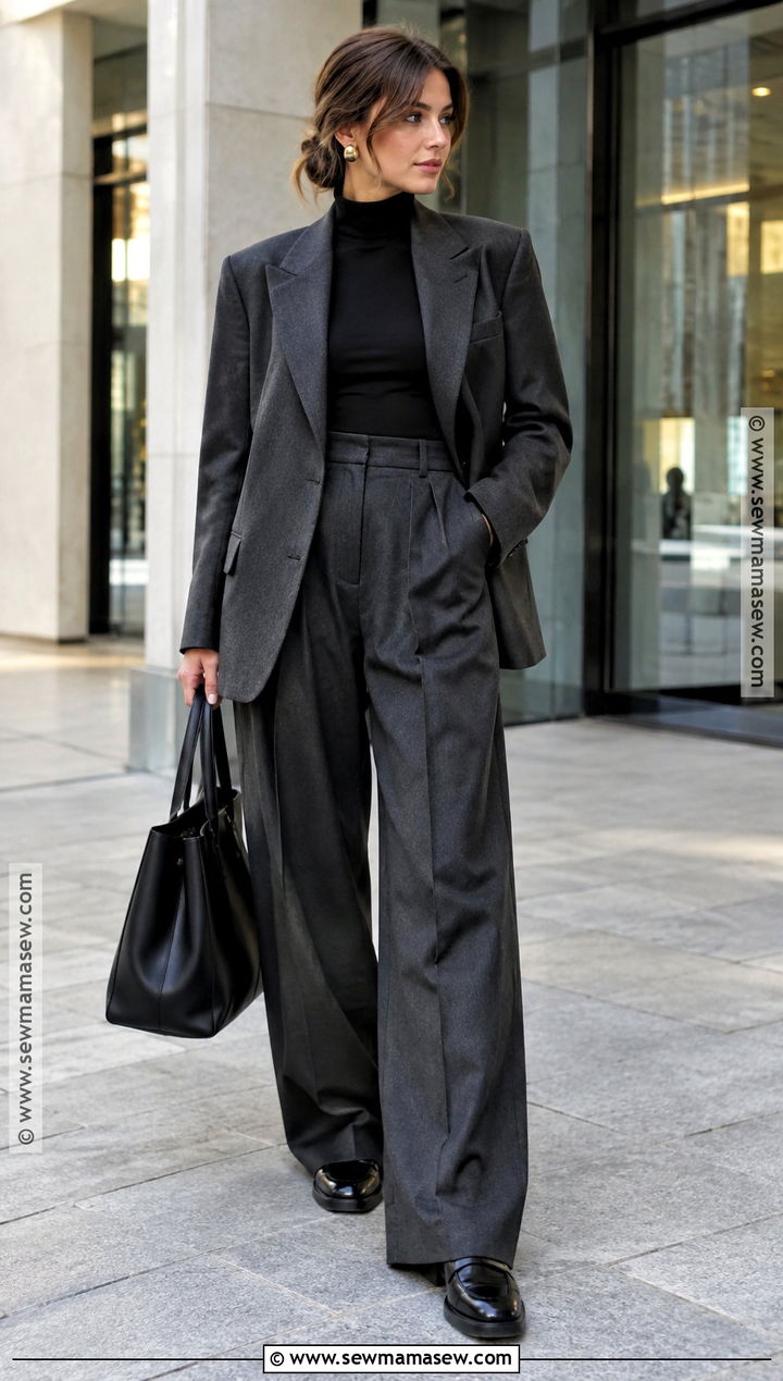 Autumn Oversized Blazer And Wide Leg Trousers Outfit - 25 autumn fashion ideas for women
