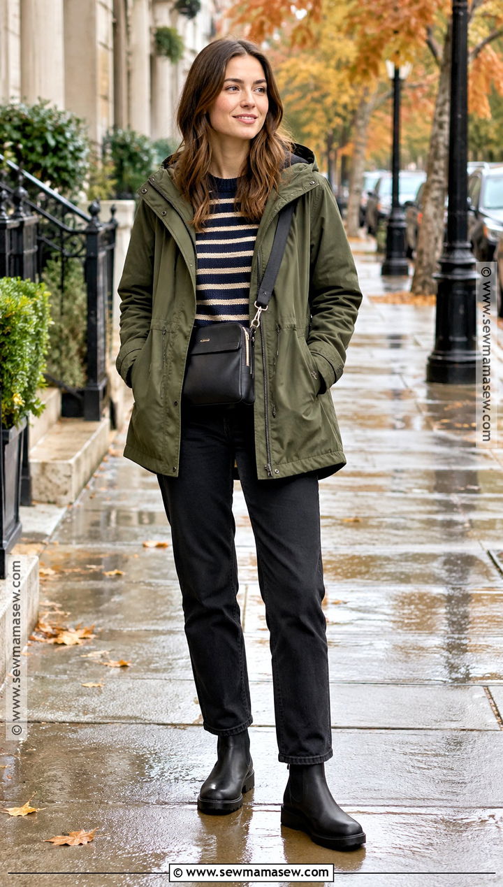 Autumn Parka And Straight Leg Pants Outfit - 25 autumn casual outfits for women