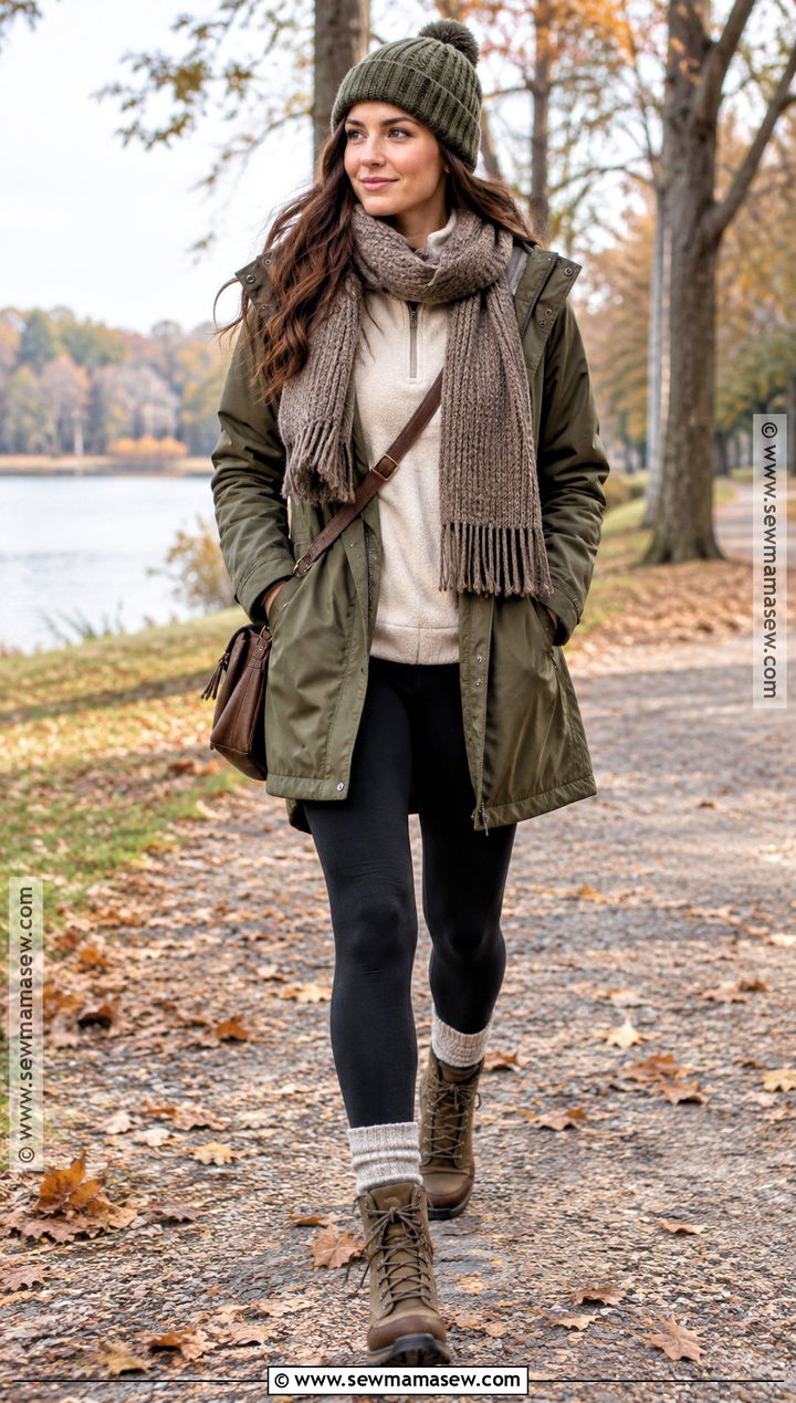 Autumn Parka And Thermal Leggings Outfit - 25 autumn warm outfit ideas