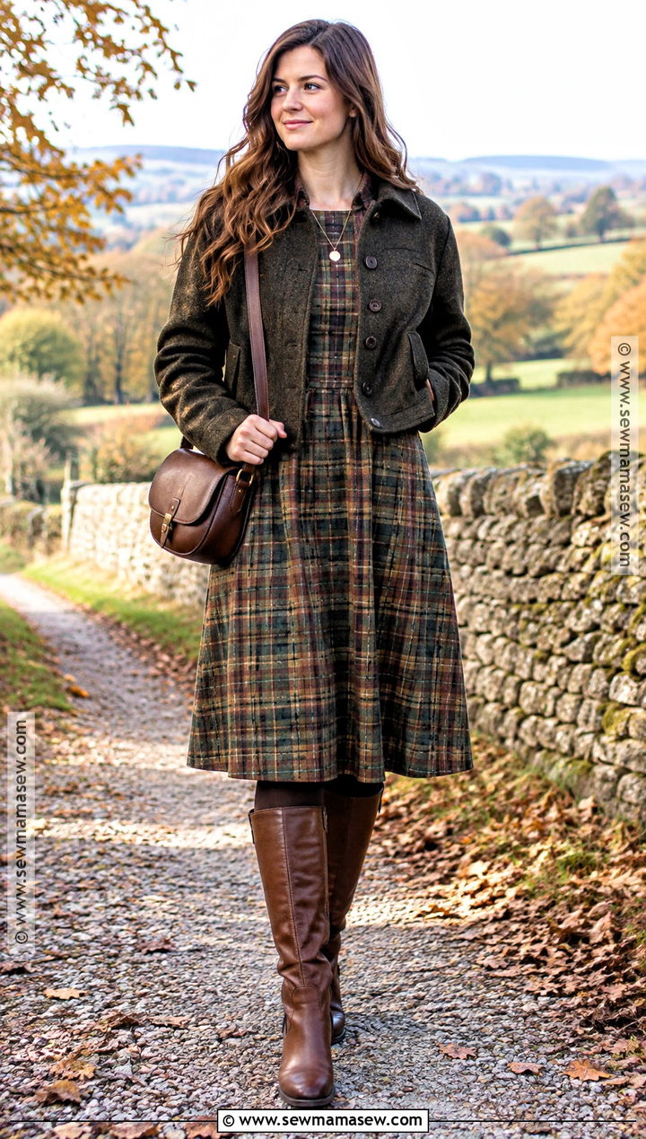 Autumn Plaid Dress With Riding Boots - 20 dresses autumn