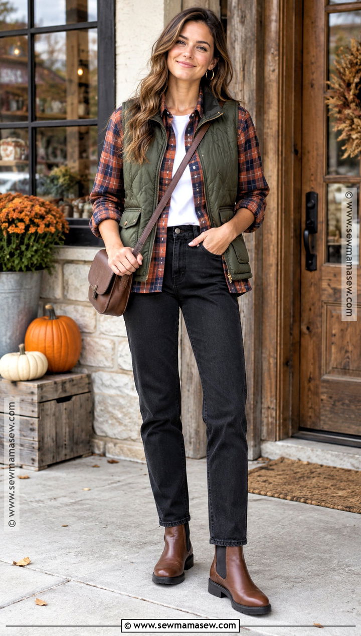 Autumn Plaid Shirt And Black Jeans Outfit - 25 cute outfits autumn