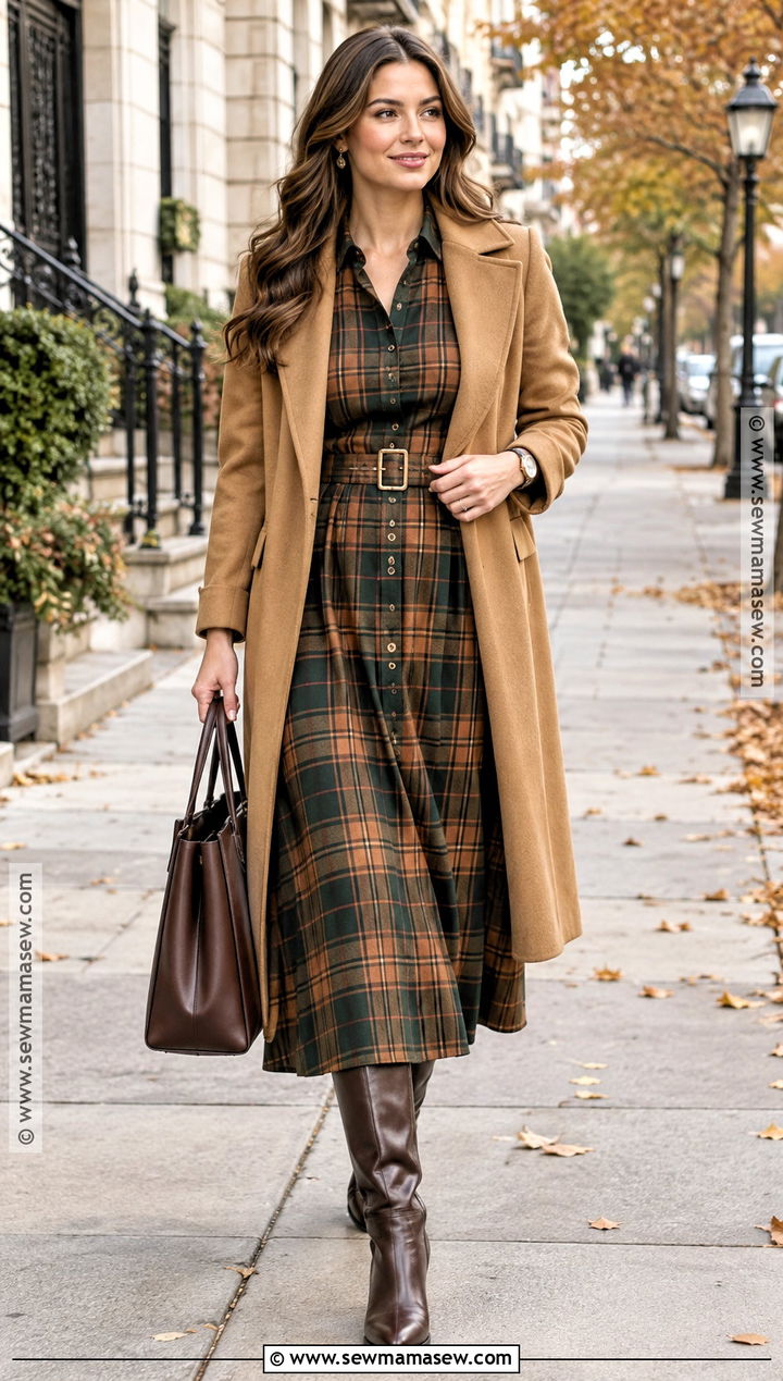 Autumn Plaid Shirt Dress Outfit - 20 dresses for autumn